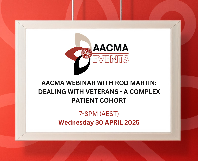 AACMA Webinar with Rod Martin: Dealing with veterans - A complex patient cohort